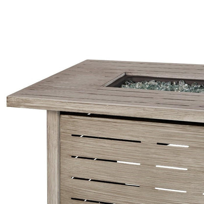 FastFurnishings Outdoor Heating Grey Steel LP Gas Propane Fire Pit w/ Auto Ignition