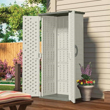 FastFurnishings Outdoor Heavy Duty 22 Cubic Ft Vertical Garden Storage Shed in Taupe Grey