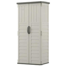 FastFurnishings Outdoor Heavy Duty 22 Cubic Ft Vertical Garden Storage Shed in Taupe Grey