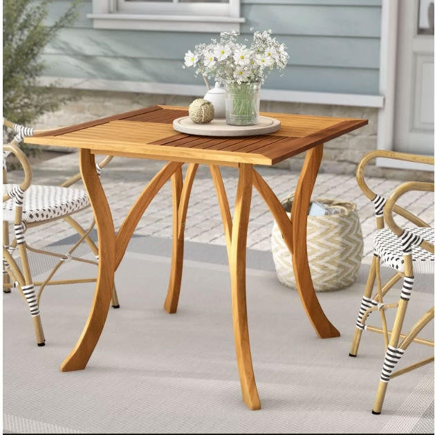 FastFurnishings Outdoor Solid Wood 31.5 inch Square Patio Dining Table