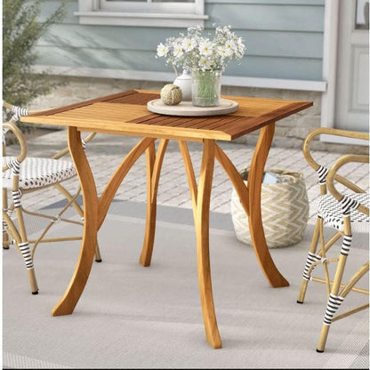 FastFurnishings Outdoor Solid Wood 31.5 inch Square Patio Dining Table