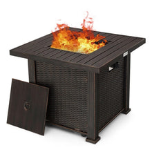 FastFurnishings Outdoor Square Propane Gas Fire Pit Table with Adjustable Flame