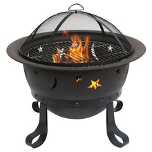 FastFurnishings Outdoor Star Moon Steel Wood Burning Fire Pit in Bronze Finish