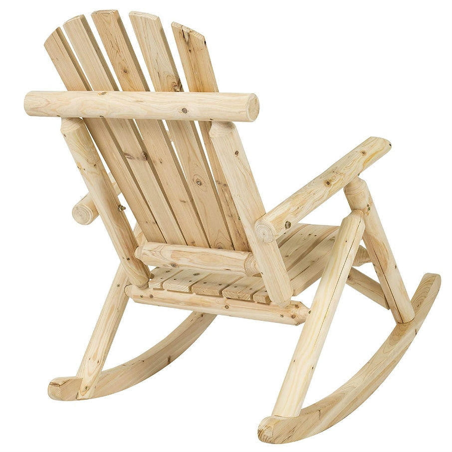 FastFurnishings Outdoor Wooden Log Rocking Chair - Adirondack Style