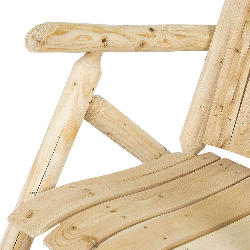 FastFurnishings Outdoor Wooden Log Rocking Chair - Adirondack Style