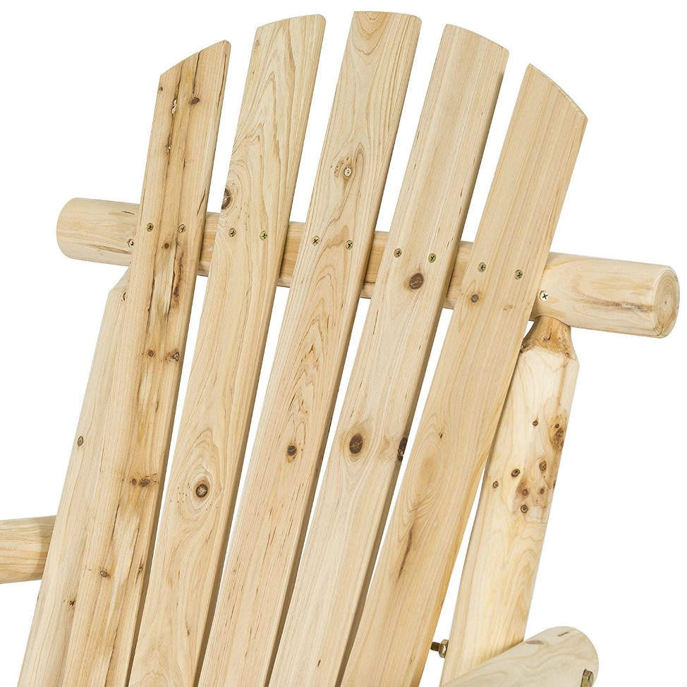 FastFurnishings Outdoor Wooden Log Rocking Chair - Adirondack Style