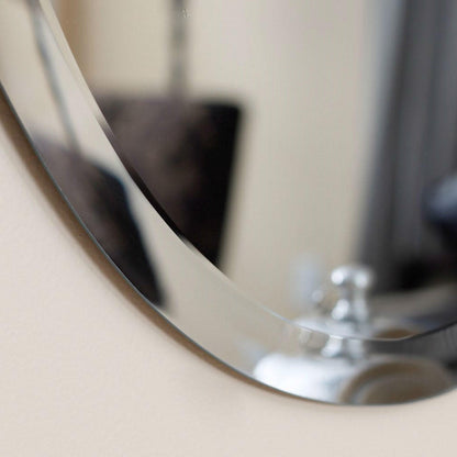 FastFurnishings Oval 36-inch Frameless Beveled Vanity Wall Mirror