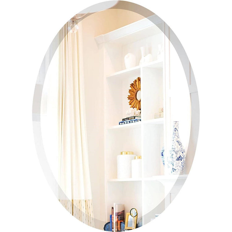 FastFurnishings Oval 36 x 24-inch Beveled Bathroom Living Room Vanity Frameless Wall Mirror