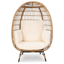 FastFurnishings Oversized Patio Lounger Indoor/Outdoor Wicker Egg Chair Off White