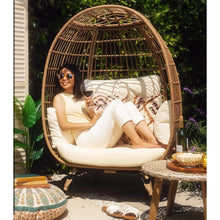 FastFurnishings Oversized Patio Lounger Indoor/Outdoor Wicker Egg Chair Off White