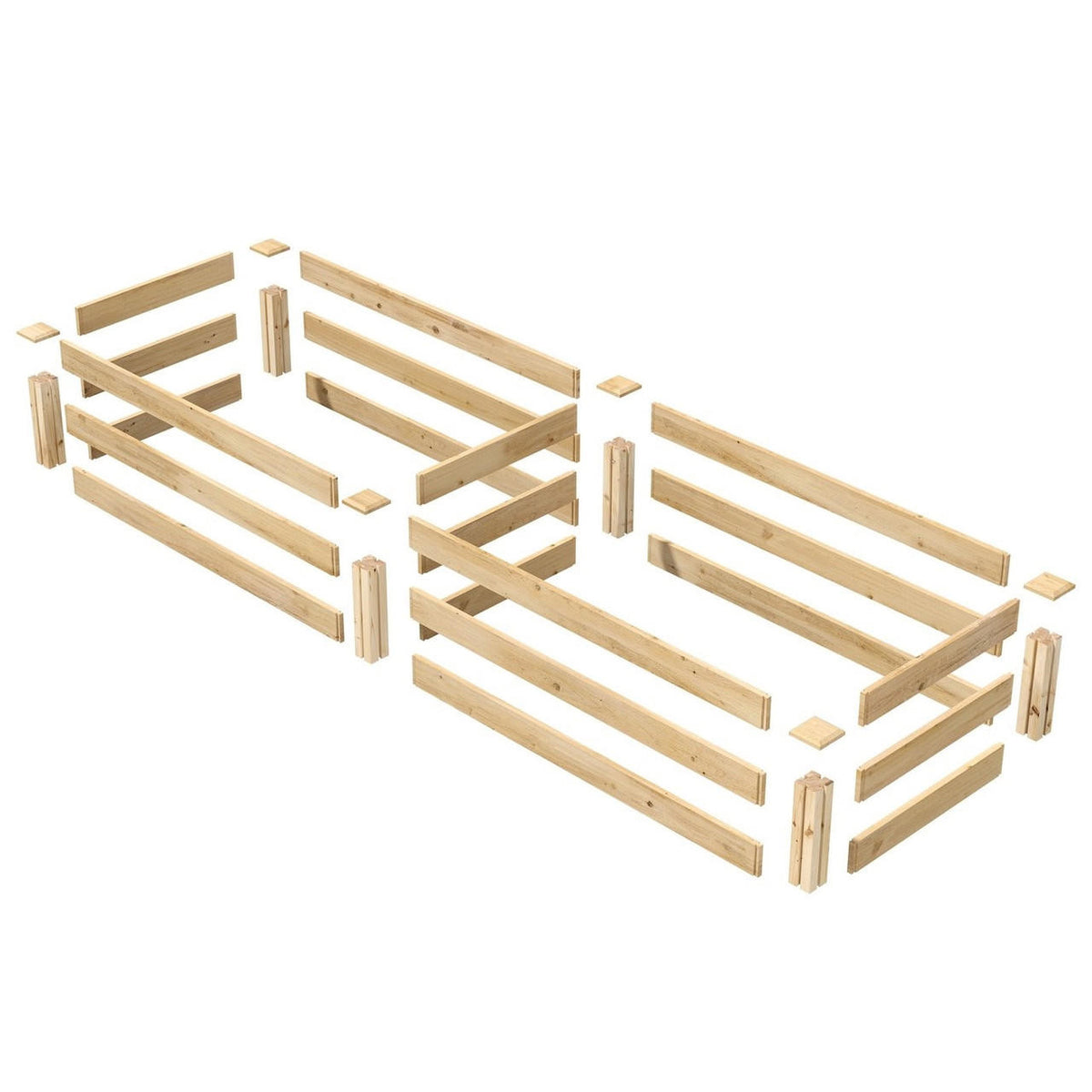 FastFurnishings Pine Wood 2-Ft x 8-Ft Outdoor Raised Garden Bed Planter Frame - Made in USA