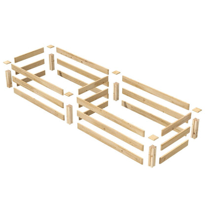 FastFurnishings Pine Wood 2-Ft x 8-Ft Outdoor Raised Garden Bed Planter Frame - Made in USA
