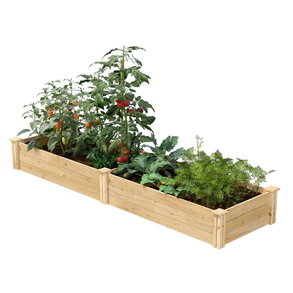 FastFurnishings Pine Wood 2-Ft x 8-Ft Outdoor Raised Garden Bed Planter Frame - Made in USA