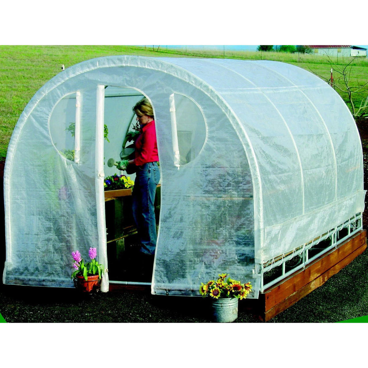 FastFurnishings Polytunnel Hoop House Style Greenhouse (8' x 8')