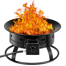 FastFurnishings Portable Outdoor Black Metal Propane Fire Pit with Cover and Carry Kit