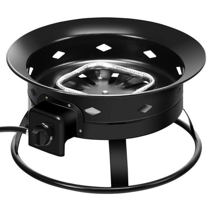 FastFurnishings Portable Outdoor Black Metal Propane Fire Pit with Cover and Carry Kit