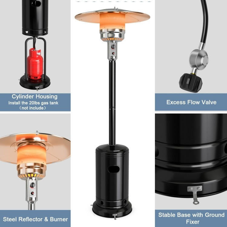 FastFurnishings Portable Wheeled Patio Propane Standing LP Gas Heater