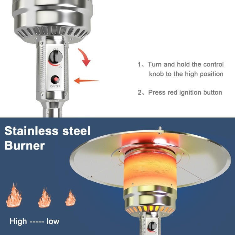 FastFurnishings Portable Wheeled Patio Propane Standing LP Gas Heater