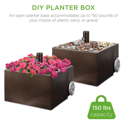 FastFurnishings Portable Wheeled Powder Coated Steel Umbrella Base Stand / Planter Box