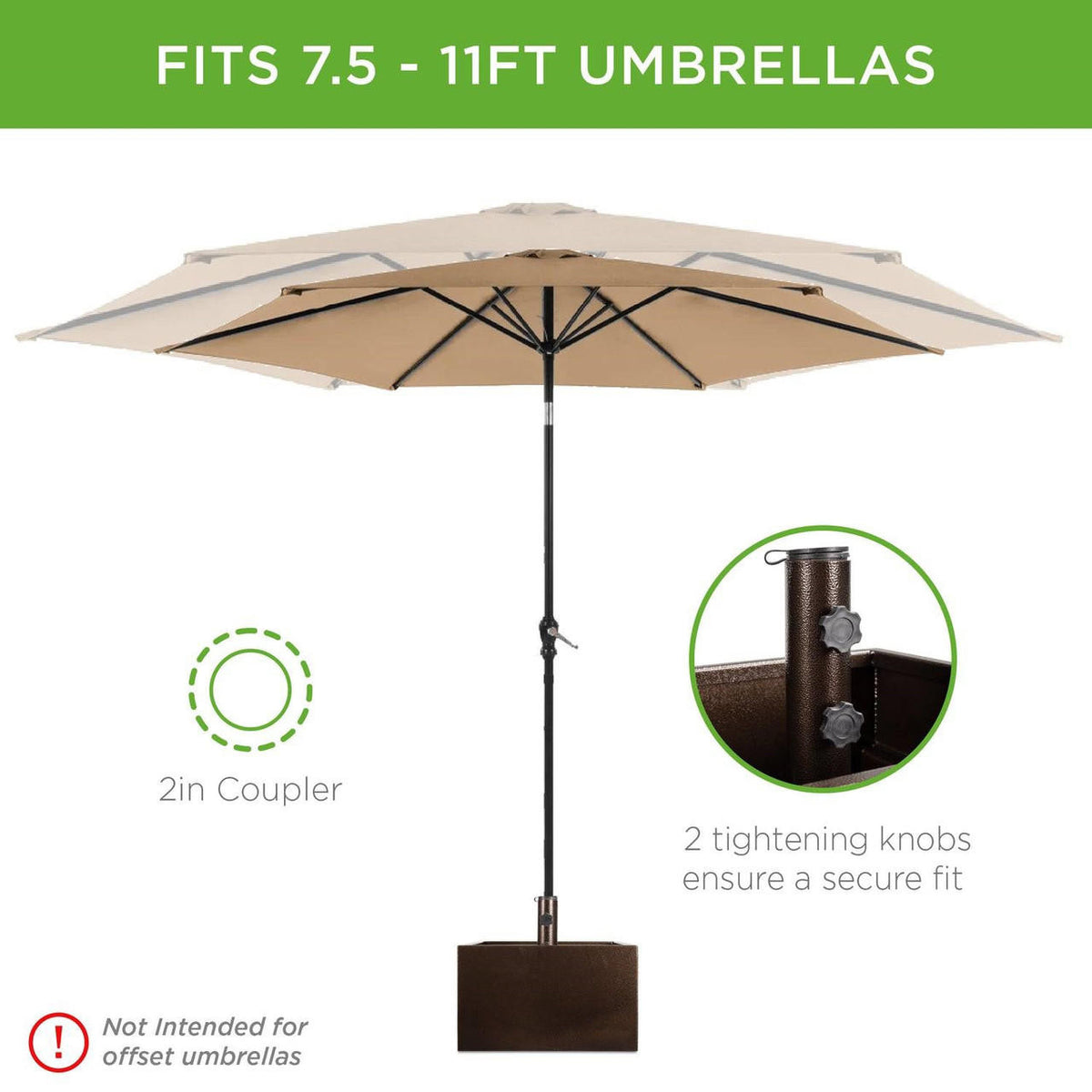 FastFurnishings Portable Wheeled Powder Coated Steel Umbrella Base Stand / Planter Box