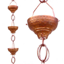 FastFurnishings Pure Copper 8.5-Ft Rain Chain with 13 Hammered Funnel Shape Cups