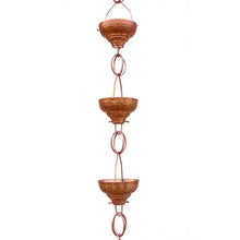 FastFurnishings Pure Copper 8.5-Ft Rain Chain with 13 Hammered Funnel Shape Cups