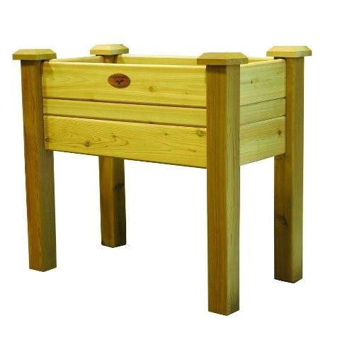 FastFurnishings Raised Garden Bed Planter Box in Solid Cedar Wood in Natural Finish - 34-inch