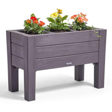 FastFurnishings Rectangular Plastic Raised Garden Bed Planter Box - Dark Grey Cedar Wood Finish