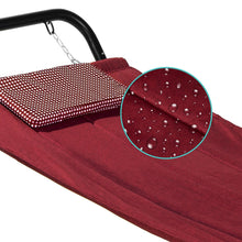 FastFurnishings Red Waterproof Patio Hammock w/ Stand Pillow Storage Pockets