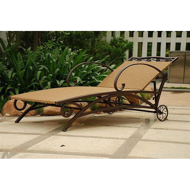 FastFurnishings Resin Wicker / Steel Multi-Position Chaise Lounge Chair Recliner