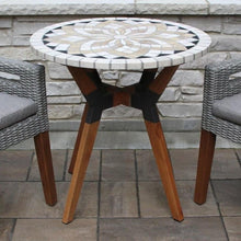 FastFurnishings Round 30-inch Bistro Style Outdoor Patio Table with Marble Tile Top