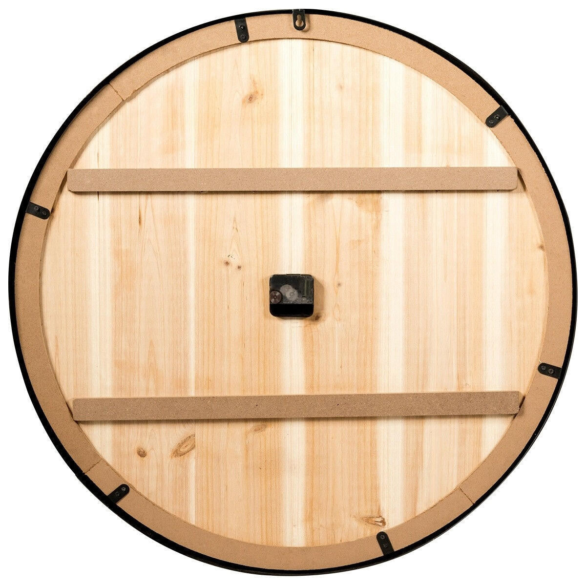 FastFurnishings Round 30-inch Roman Numeral Silent Wood Metal Farmhouse Wall Clock