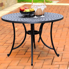 FastFurnishings Round 42-inch Cast Aluminum Outdoor Dining Table in Charcoal Black