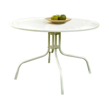 FastFurnishings Round Patio Dining Table in White Outdoor UV Resistant Metal