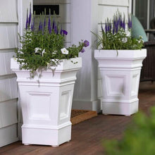 FastFurnishings Set of 2 - 24 inch High Self Watering Planter Box in White Plastic Resin