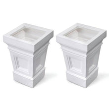 FastFurnishings Set of 2 - 24 inch High Self Watering Planter Box in White Plastic Resin