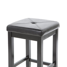 FastFurnishings Set of 2 - Black 24-inch Backless Barstools with Faux Leather Seat