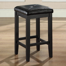 FastFurnishings Set of 2 - Black 24-inch Backless Barstools with Faux Leather Seat