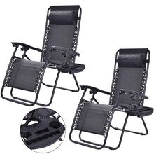 FastFurnishings Set of 2 Black Folding Outdoor Zero Gravity Lounge Chair Recliner