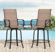 FastFurnishings Set of 2 Brown Weather Resistant Outdoor Swivel Barstools
