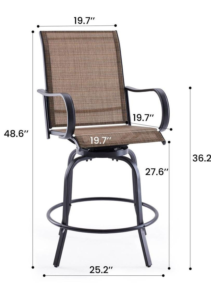 FastFurnishings Set of 2 Brown Weather Resistant Outdoor Swivel Barstools