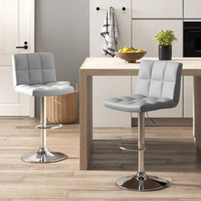 FastFurnishings Set of 2 Modern Adjustable Height Barstools w/ Comfortable Grey PU Leather Seat