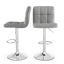 FastFurnishings Set of 2 Modern Adjustable Height Barstools w/ Comfortable Grey PU Leather Seat
