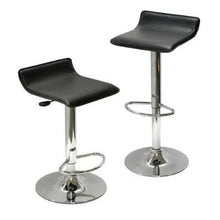 FastFurnishings Set of 2 Modern Air-Lift Adjustable Bar Stools with Black Seat