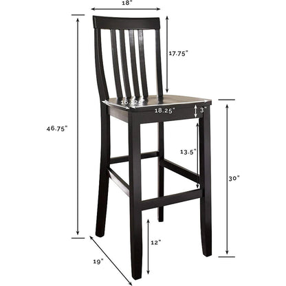 FastFurnishings Set of 2 - Solid Hardwood 30-inch Bar Stool in Black Wood Finish
