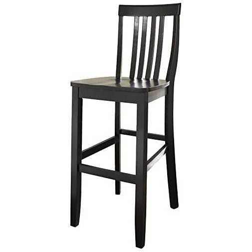 FastFurnishings Set of 2 - Solid Hardwood 30-inch Bar Stool in Black Wood Finish