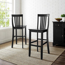 FastFurnishings Set of 2 - Solid Hardwood 30-inch Bar Stool in Black Wood Finish