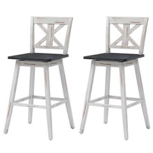 FastFurnishings Set of 2 White Wood 29-in Modern Kitchen Dining Farmhouse Swivel Seat Barstools