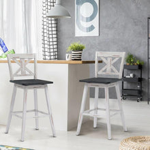 FastFurnishings Set of 2 White Wood 29-in Modern Kitchen Dining Farmhouse Swivel Seat Barstools