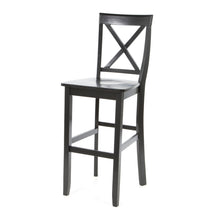 FastFurnishings Set of 2 - X-Back Solid Wood 30-inch Barstools in Black Finish